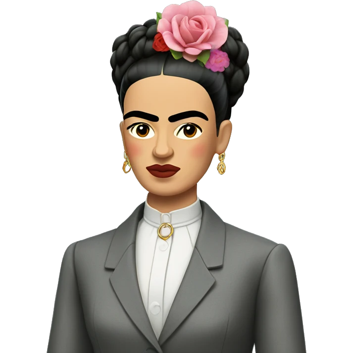 Frida kahlo gray suit slicked back hair emoji