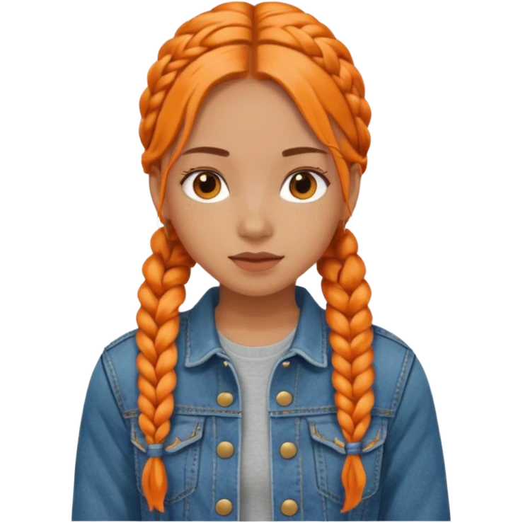 orange braids hair girl, tan skin, wear jean jacket emoji