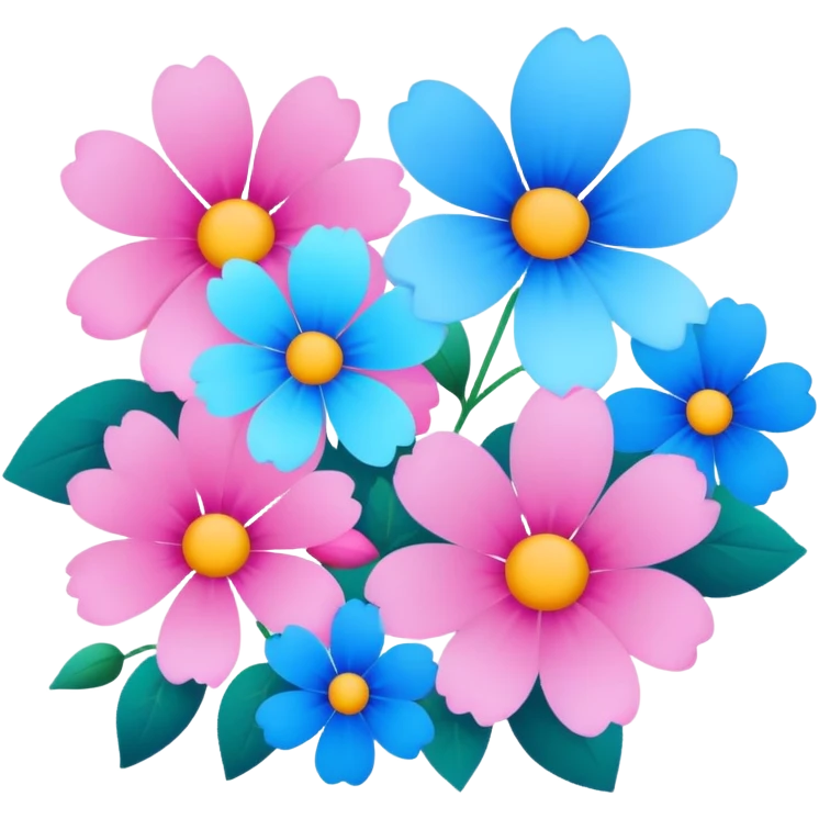 Pink and blue flowers emoji