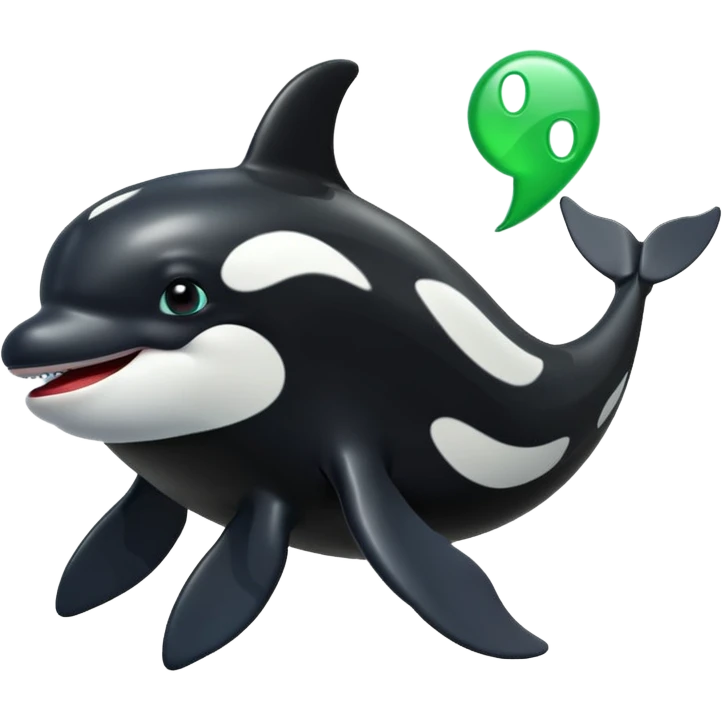 3d Cartoon orca with a green tick icon next to it emoji