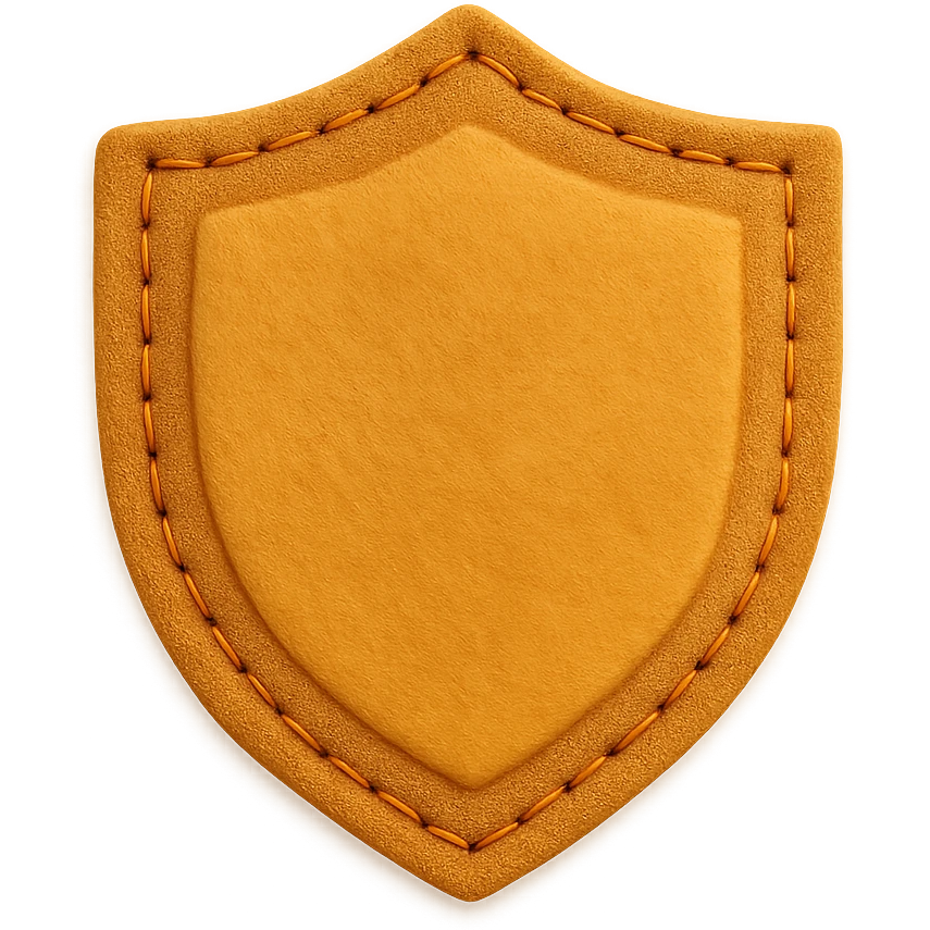 <StylePrompt>
  <Name>Minimal Felt Appliqué Icon</Name>
  <Description>
    A soft, handcrafted felt icon style with lightly padded forms, simple shapes, and clean outlines. Features slightly more visible stitching for tactile charm while maintaining a low-detail aesthetic.
  </Description>
  <VisualProperties>
    <Material>Felt</Material>
    <Texture>Soft, matte surface with subtle fiber detail</Texture>
    <Stitching>
      <Type>Threaded edge stitch</Type>
      <Color>Muted orange or warm brown</Color>
      <Pattern>Evenly spaced running stitch around edges</Pattern>
      <Thickness>Medium (approximately 10% more pronounced than minimal)</Thickness>
      <Contrast>Moderate (stitch color clearly distinct from base felt)</Contrast>
    </Stitching>
    <Padding>Low to moderate—slightly raised but not deeply dimensional</Padding>
    <Edges>Smooth and rounded with clean curves</Edges>
    <ColorPalette>
      <Primary>Warm yellows, oranges, and browns</Primary>
      <Accent>Dark brown for facial features</Accent>
      <Background>Neutral off-white or soft beige</Background>
    </ColorPalette>
  </VisualProperties>
  <FacialFeatures>
    <Eyes>Small round dots</Eyes>
    <Nose>Simple oval or triangle</Nose>
    <Mouth>Minimal curved line or none</Mouth>
    <DetailLevel>Low</DetailLevel>
  </FacialFeatures>
  <Rendering>
    <Lighting>Soft and diffused</Lighting>
    <Shadows>Subtle, barely visible</Shadows>
    <Perspective>Front or side profile, flat angle</Perspective>
  </Rendering>
  <Applicability>
    <SubjectType>Animals, symbols, objects</SubjectType>
    <OutputFormat>Icon, patch, or sticker</OutputFormat>
  </Applicability>
</StylePrompt>

{subject} = shield emoji