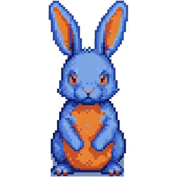 blue rabbit, pixelated blue bunny emoji