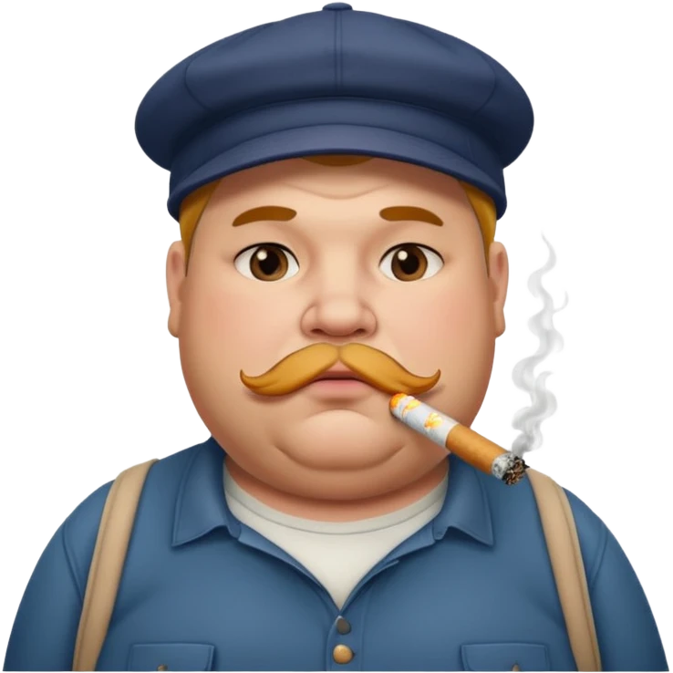 a fat dad with a cap and tattoos, with a cigarette in his mouth emoji