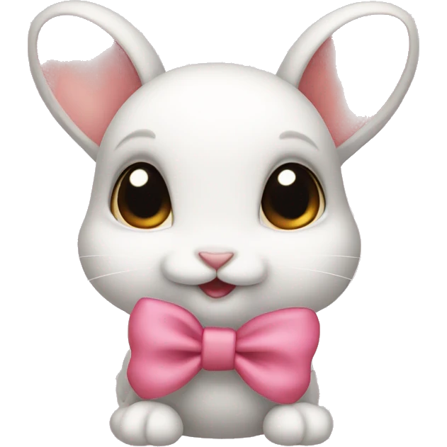 Baby bunny with coquette bow on ear emoji
