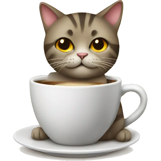 a cat with a cup of coffee   emoji