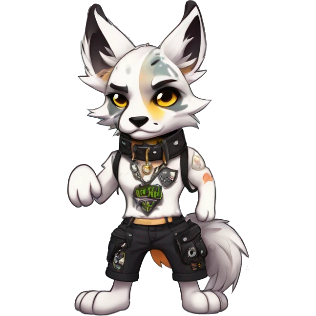 cool edgy animal fursona by griffsnuff & LiLaiRa & Falvie with badass colors and a collar full body emoji