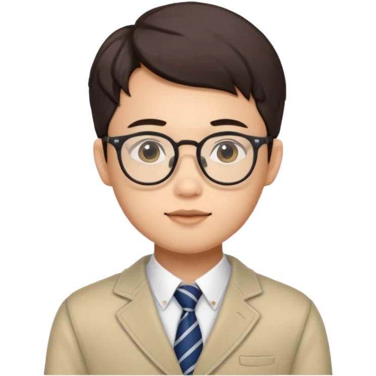 Small omega male Asian with glasses and preppy outfit  emoji