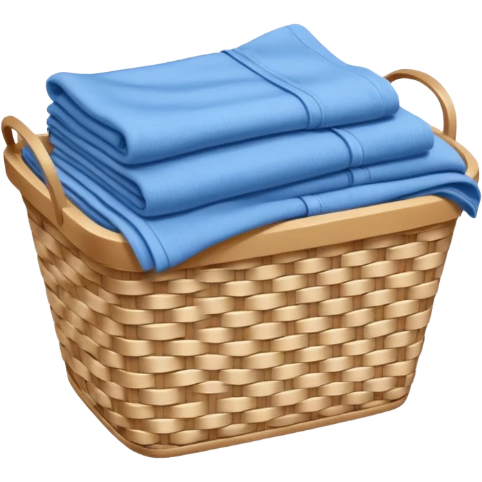 white LAUNDRY BASKET WITH FOLDED blue CLOTHES emoji