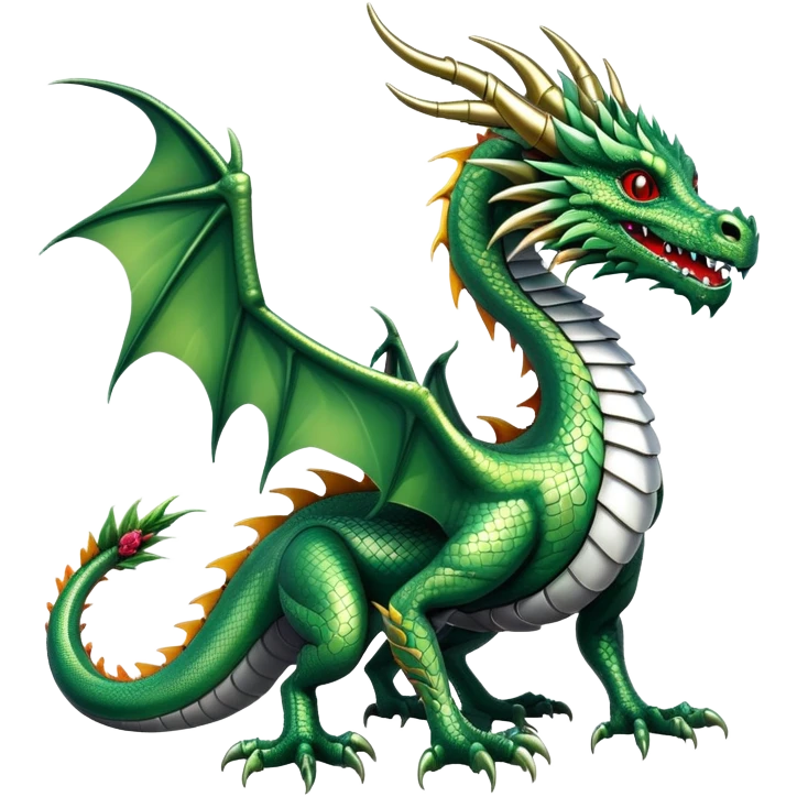 a chrome dragon with plant legs emoji