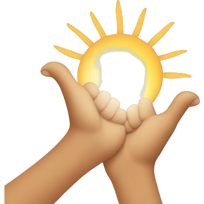 Hands holding up sun emoji