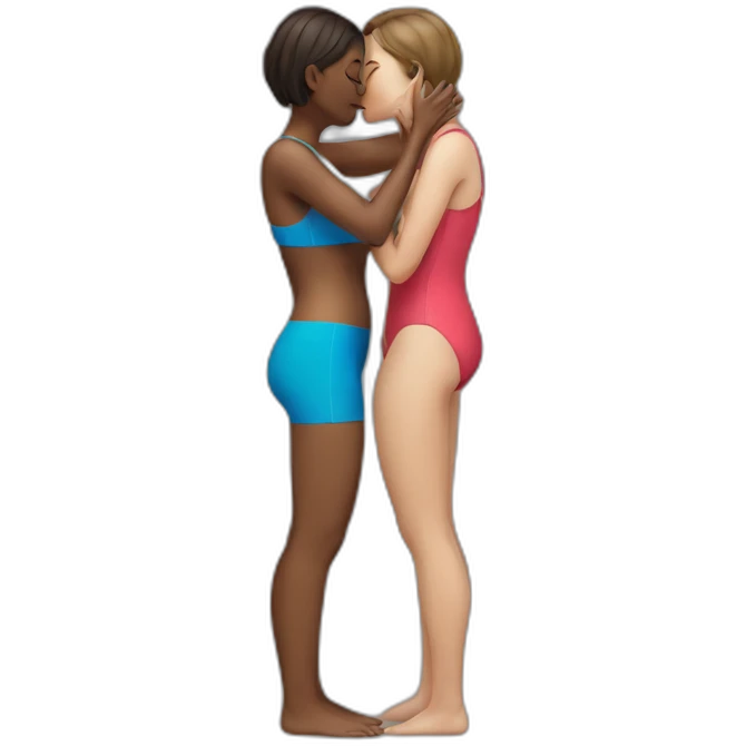 Woman kissing woman in swimming suit emoji