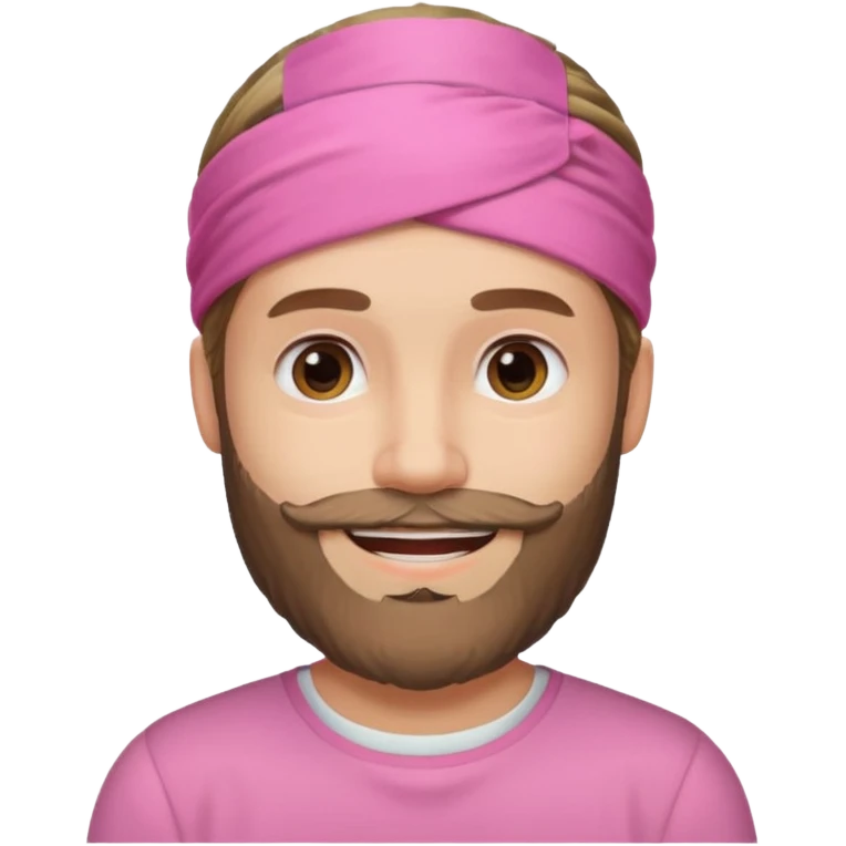 man bearded sport pink headband emoji