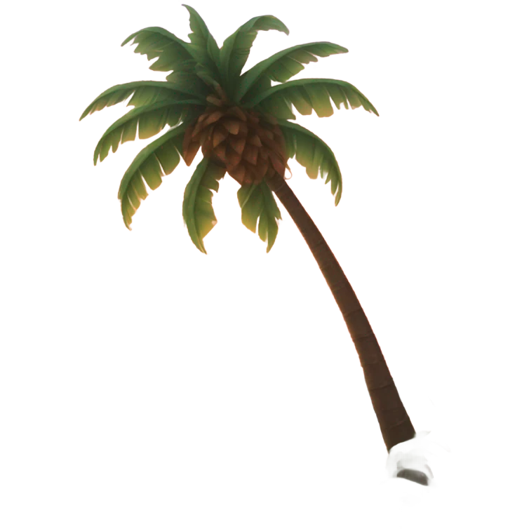 Ocean with orange sunset and palm tree emoji