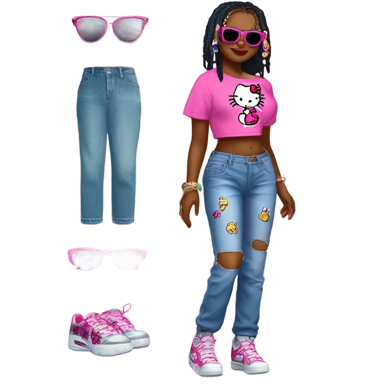 Hello kitty in y2k clothing emoji