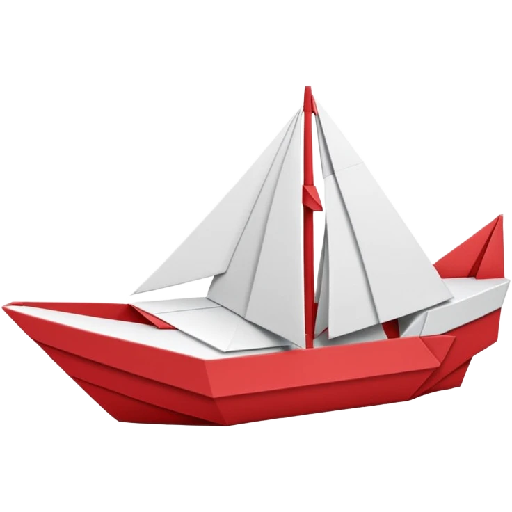 un bateau rouge et blanc en origami emoji
