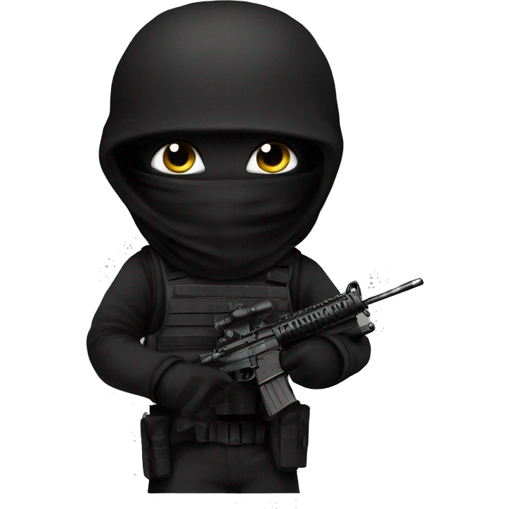 Special forces with black tactical gear and a black balaclava and blc emoji