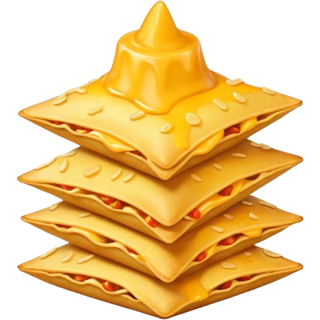 a stack of nacho chips with cheese emoji