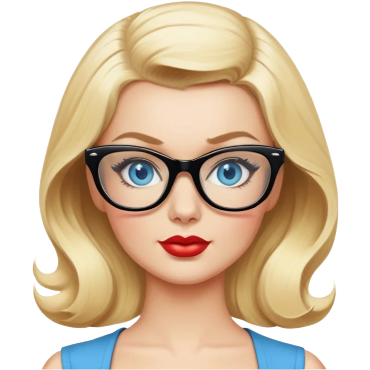 50's pin up,  blonde, black glasses and blue eyes full figure emoji