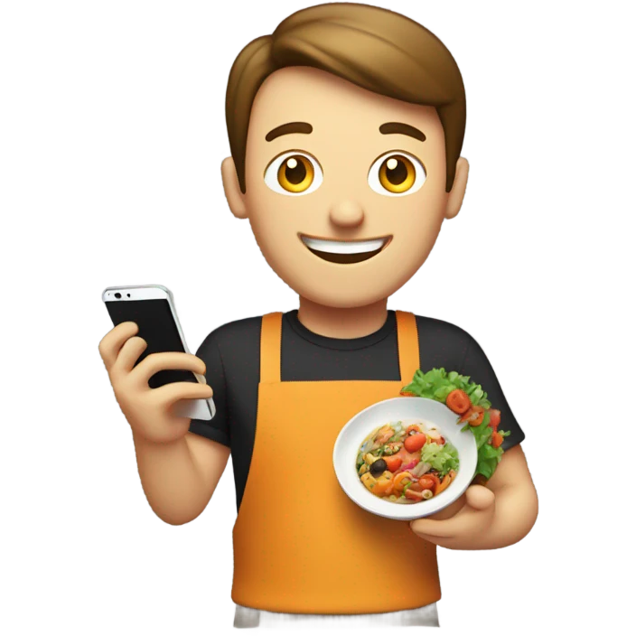 happy person showing food on a smartphone  emoji