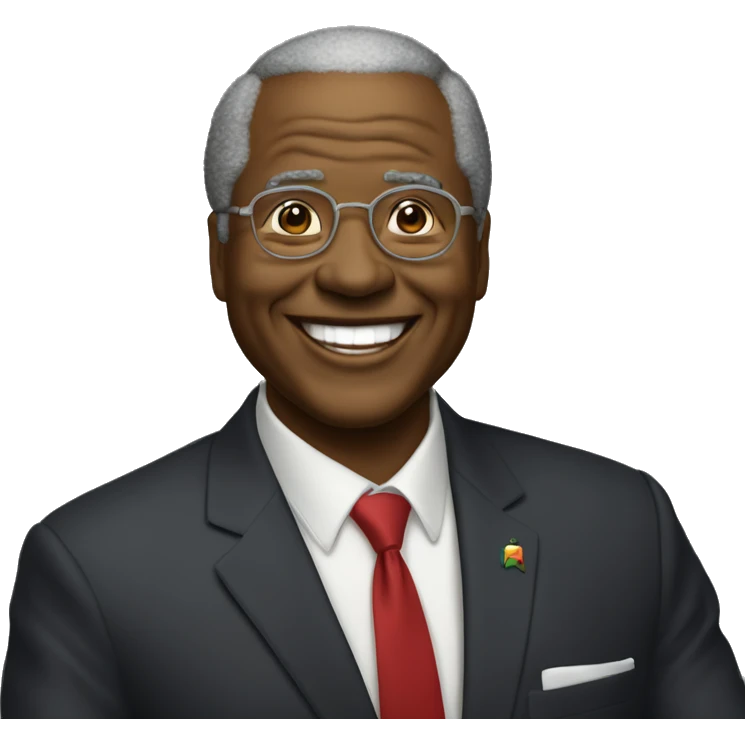 Le président de la République du Bénin est en train de rire. emoji