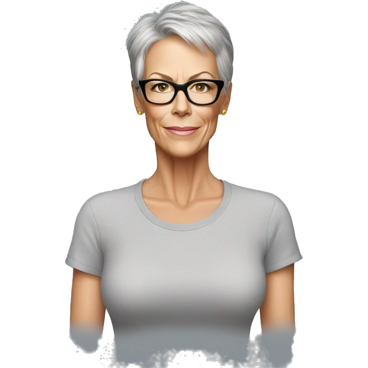 brunette Jamie Lee Curtis wearing tee emoji