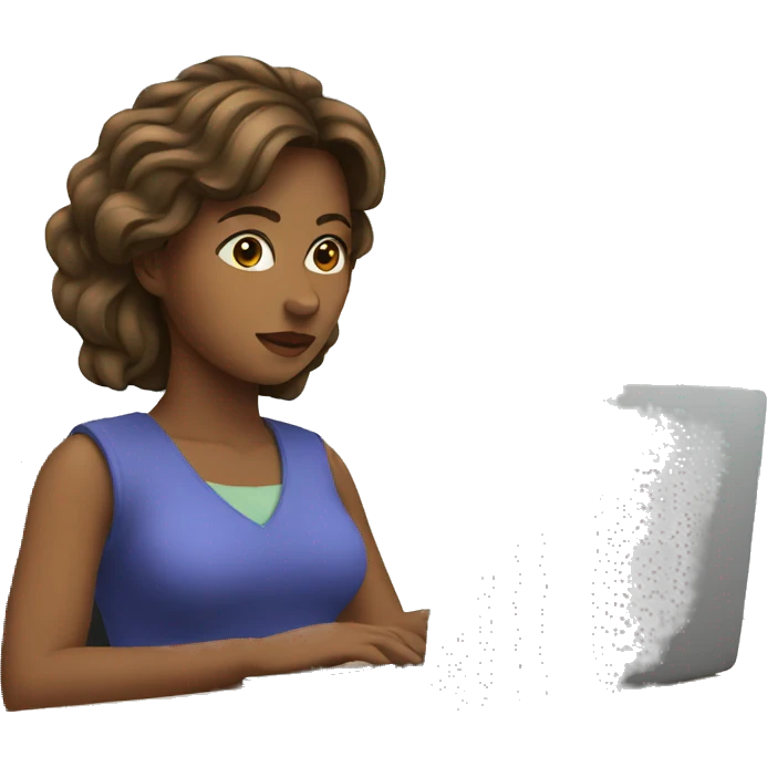women focused on laptop emoji