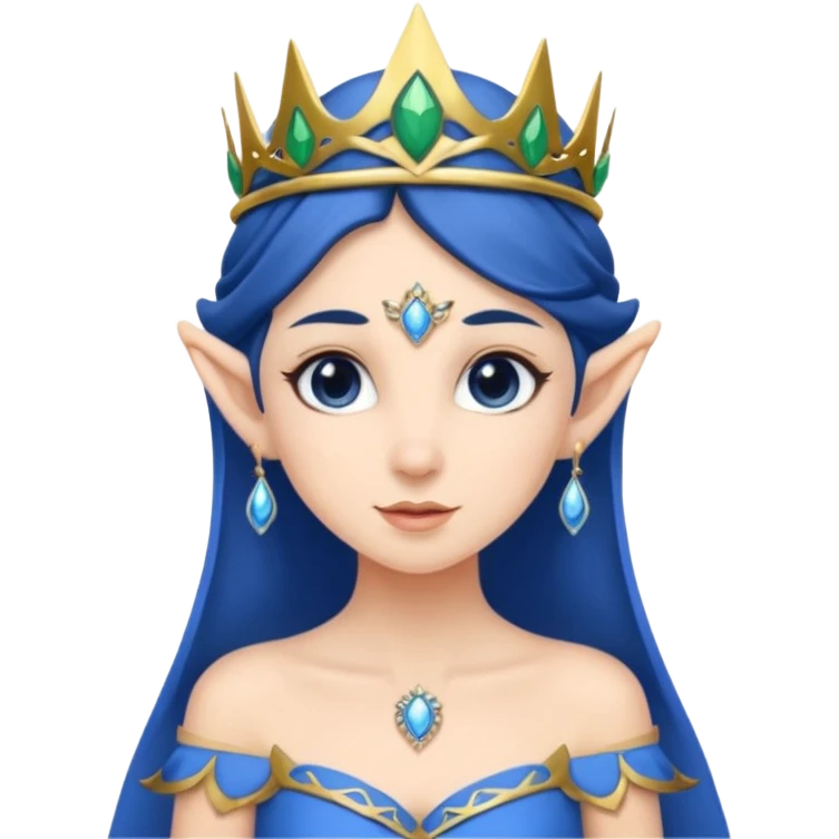 elf woman wearing tiara and blue cloathing dark hair emoji