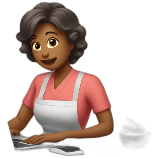 house wife doing work from home online emoji