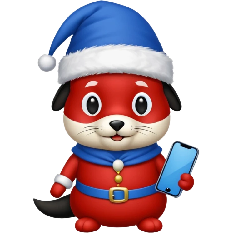 Zorro animal  con gorro de navida y ropa azul para una de repuesto de celular  emoji