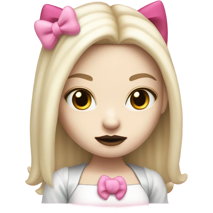 Cute pale vampire hello kitty girl split dye blonde and pink hair emoji