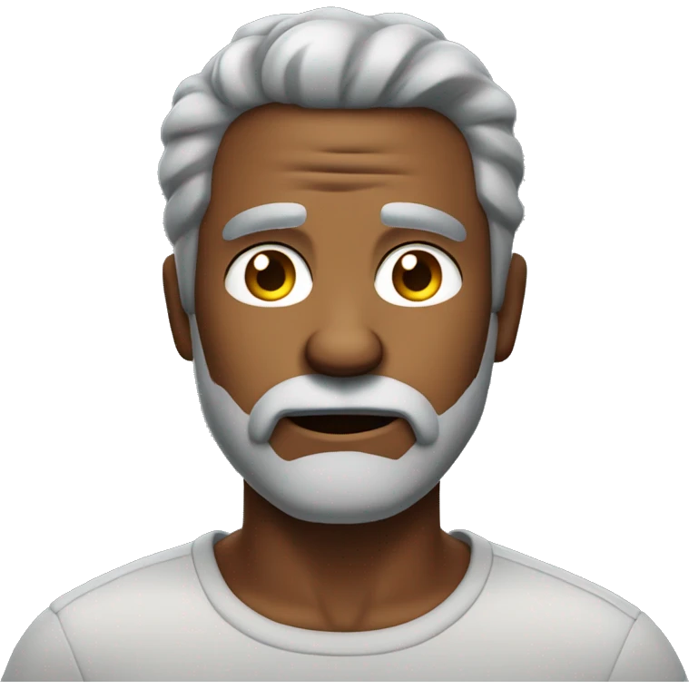 Brown skin man with gray hair, full gray beard ad he looka stressed emoji