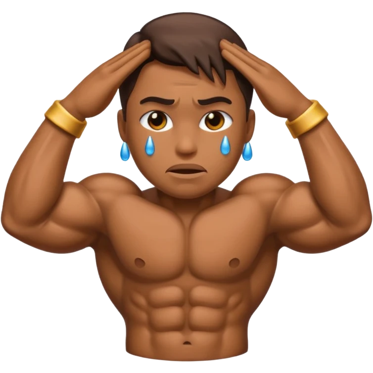 Crying emoji flexing muscles emoji