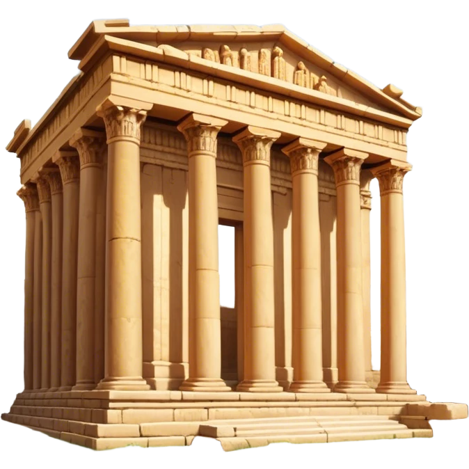 Baalbek temple – Cinematic Realistic Baalbek Temple, depicted as an ancient Roman temple complex with towering columns and intricately carved stone details, bathed in golden sunlight and dramatic shadows that evoke timeless historical grandeur. emoji