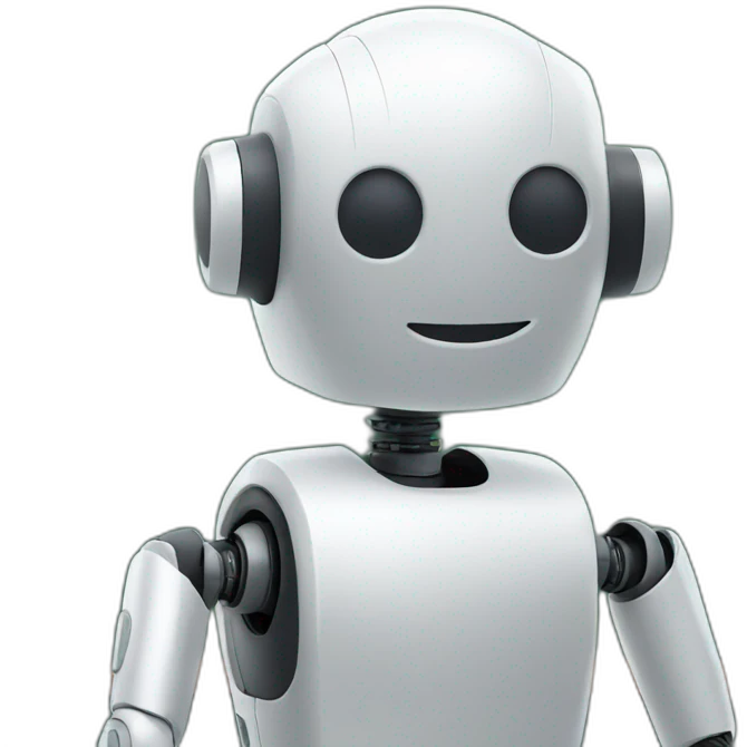 robot in front of a chalkboard emoji