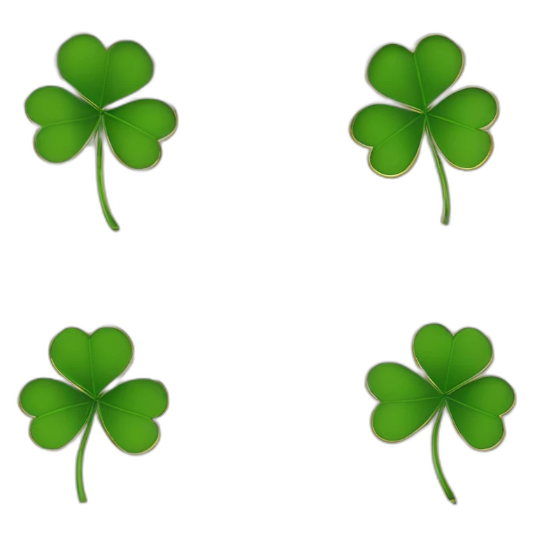 gold outline-four-leaf-clover emoji