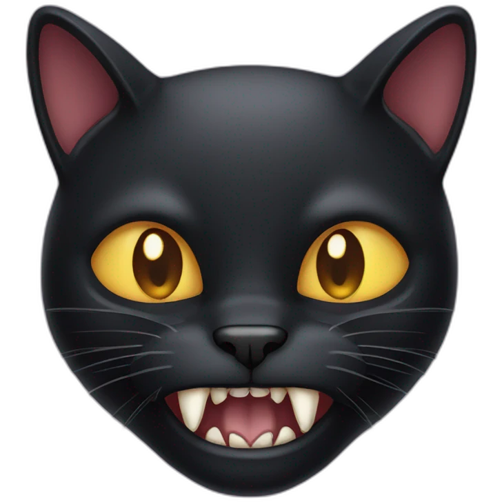 black cat with fangs emoji