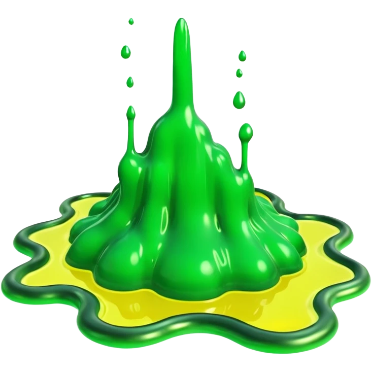 3D render of Green Ooze Puddle, toxic waste aesthetic, neon green bubbling liquid, caution yellow metal, industrial warning texture, . emoji