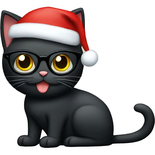 Black cat with Christmas Glases emoji
