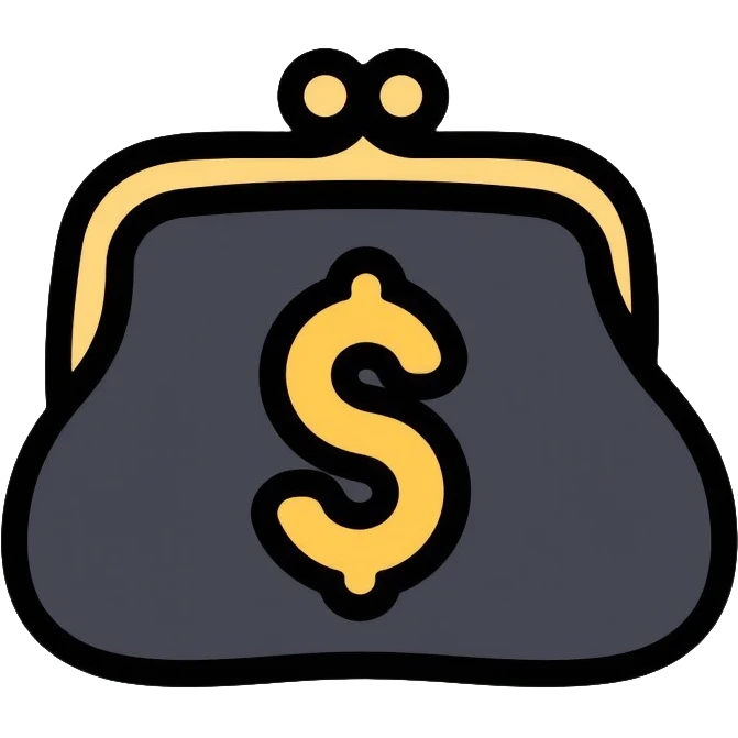 black purse with dollar symbol on it emoji
