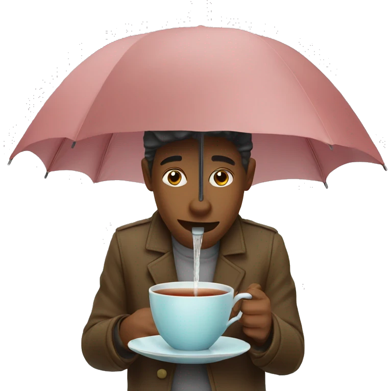 drinking tea with umbrella emoji