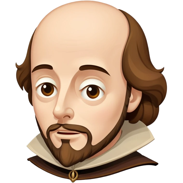 Shakespeare as a fun cartoon character with exaggerated dramatic expression emoji