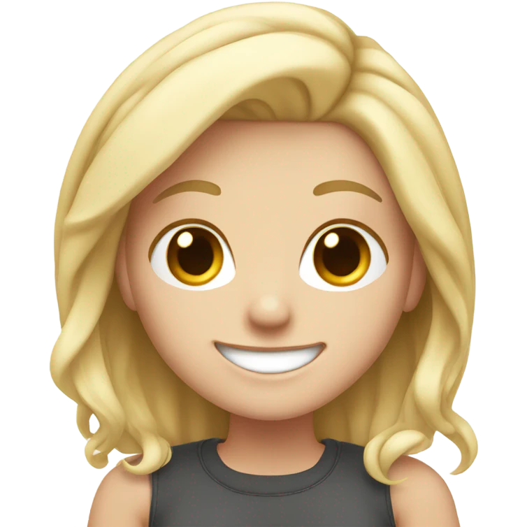 White girl with a big smile emoji