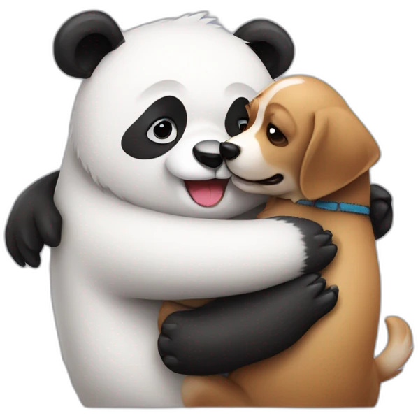 Panda and dog hugging  emoji