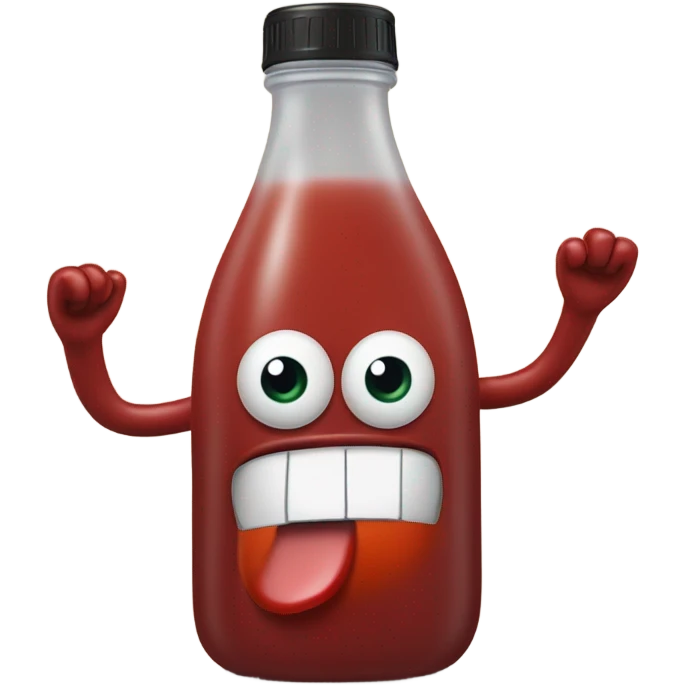 a ketchup bottle man with a surprised face  emoji