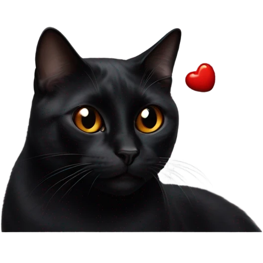 Black cat with big lipstick lips emoji
