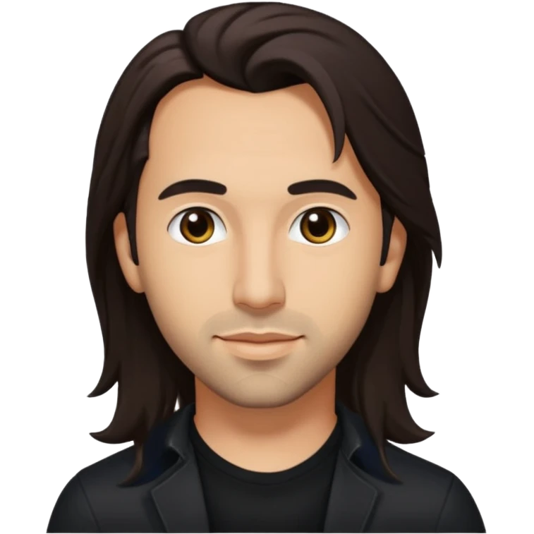 Howie Dorough with dark brown long hair, black shirt emoji