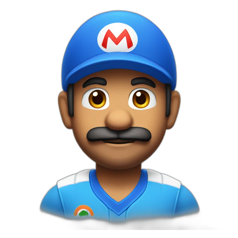 mario wearing blue indian cricket team jersey emoji