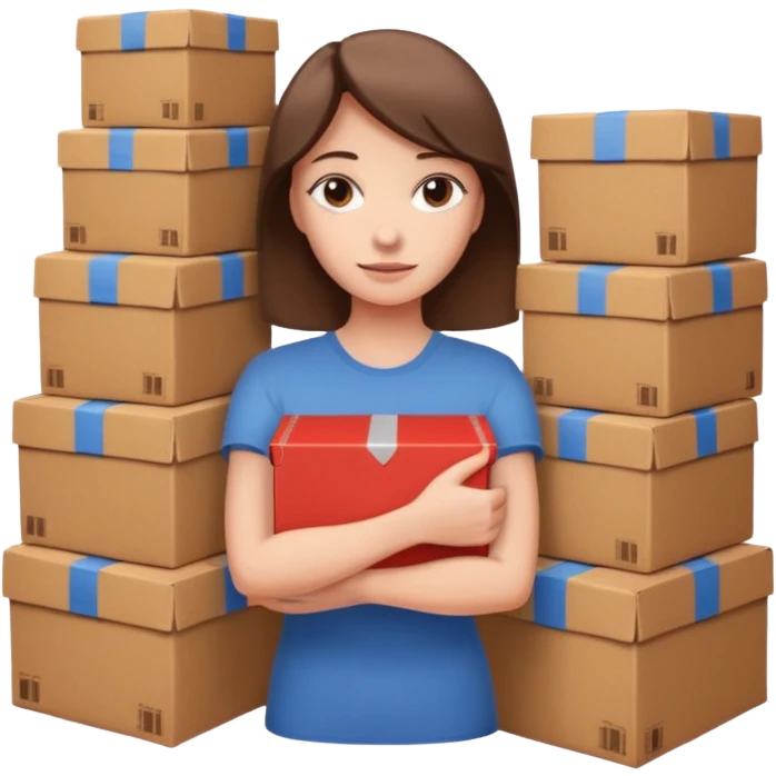 Woman with armful of boxes












 emoji