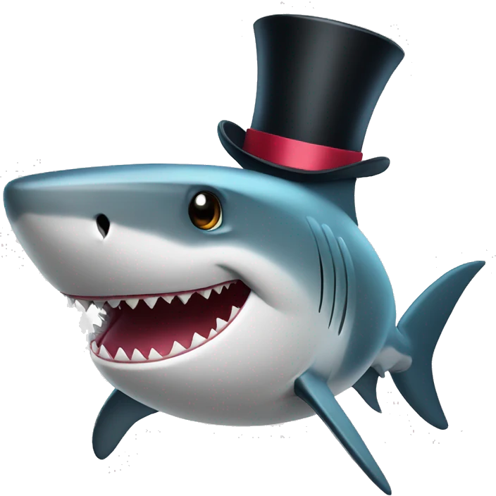 Shark with a top hat emoji