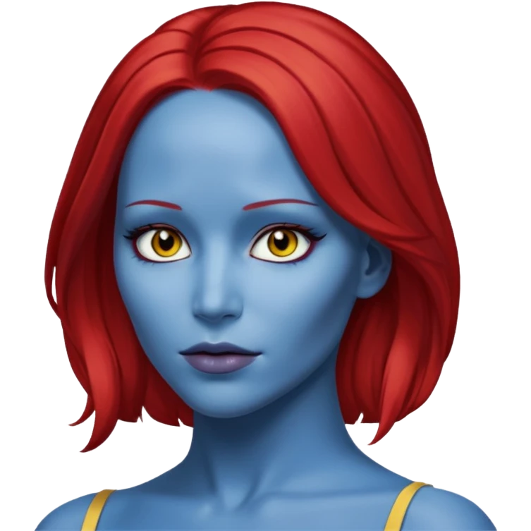 jennifer lawrence x-men mystique red sleek back hair yellow eye  emoji
